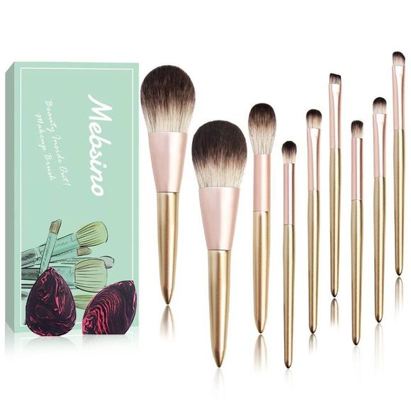 Makeup Brushes Professional Makeup Brushes Sets 9 Pcs Golden Make-up Brush Sets - Picture 5 of 8